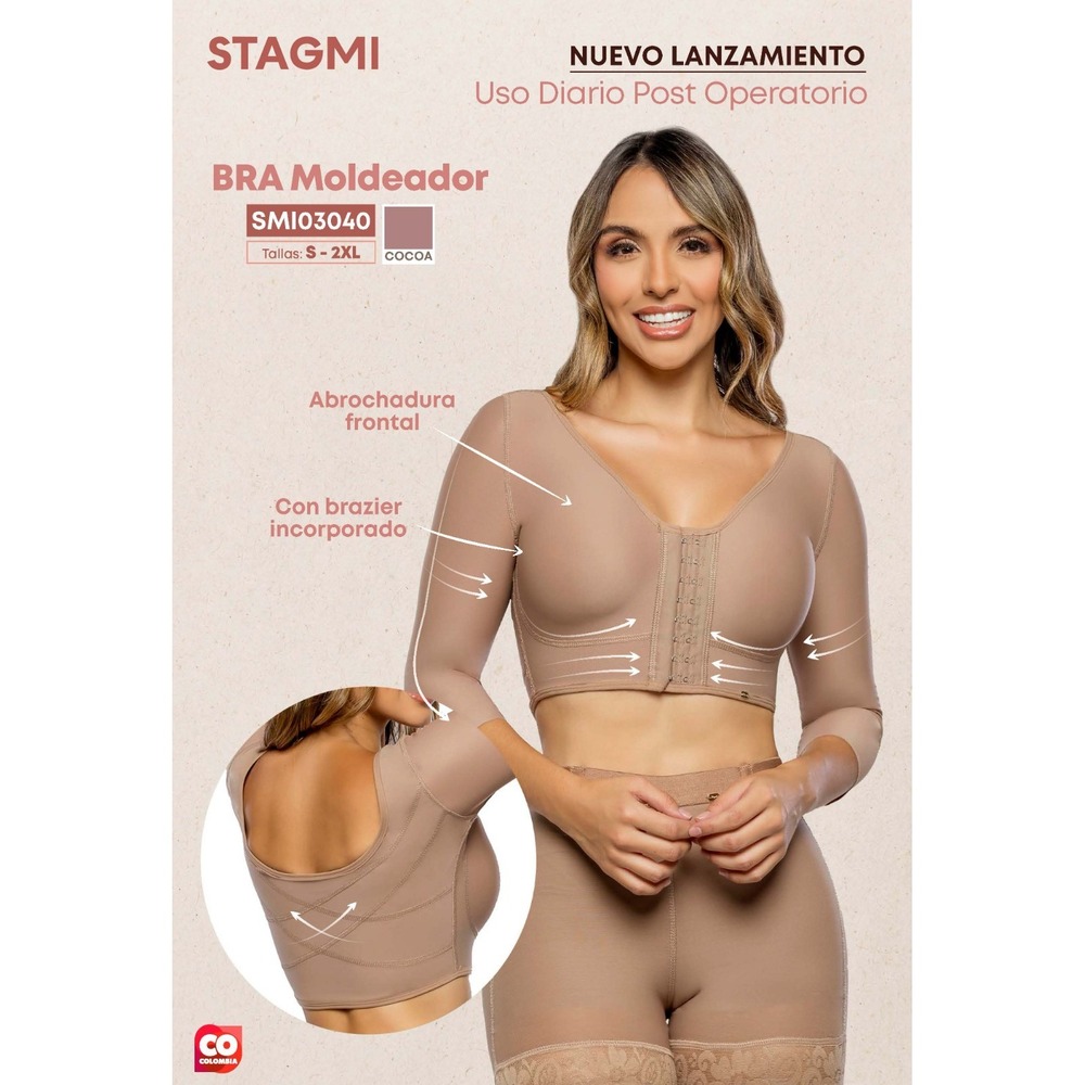 Stagmi Faja Colombian Arm Shaper Built-In Bra Back Shaper No Underbust Rolls XL - Picture 5 of 12